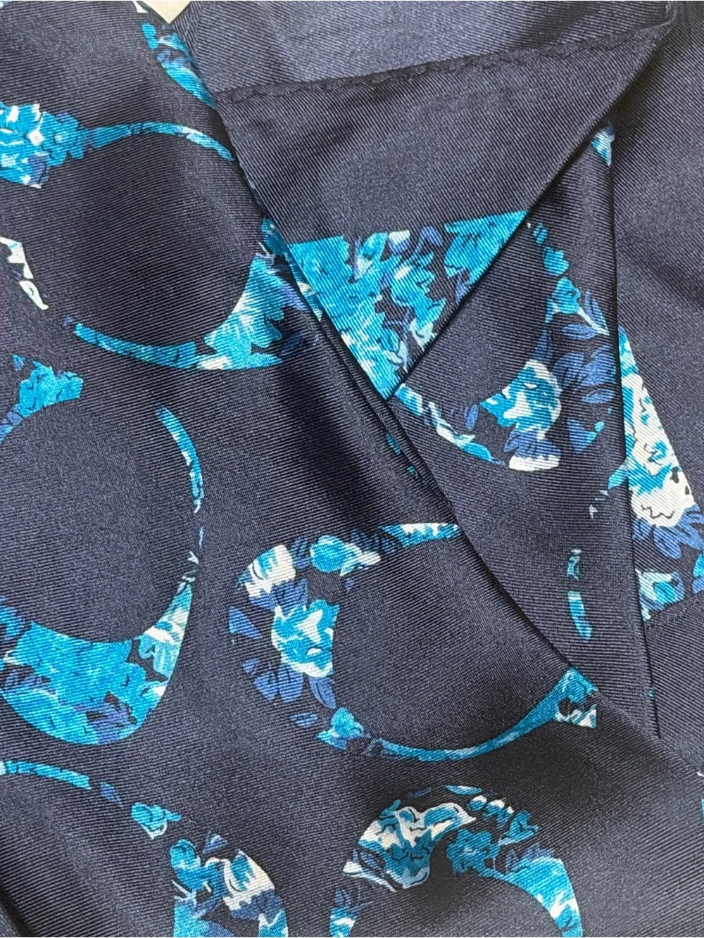 Coach Navy Blue Floral Pattern Scarf
